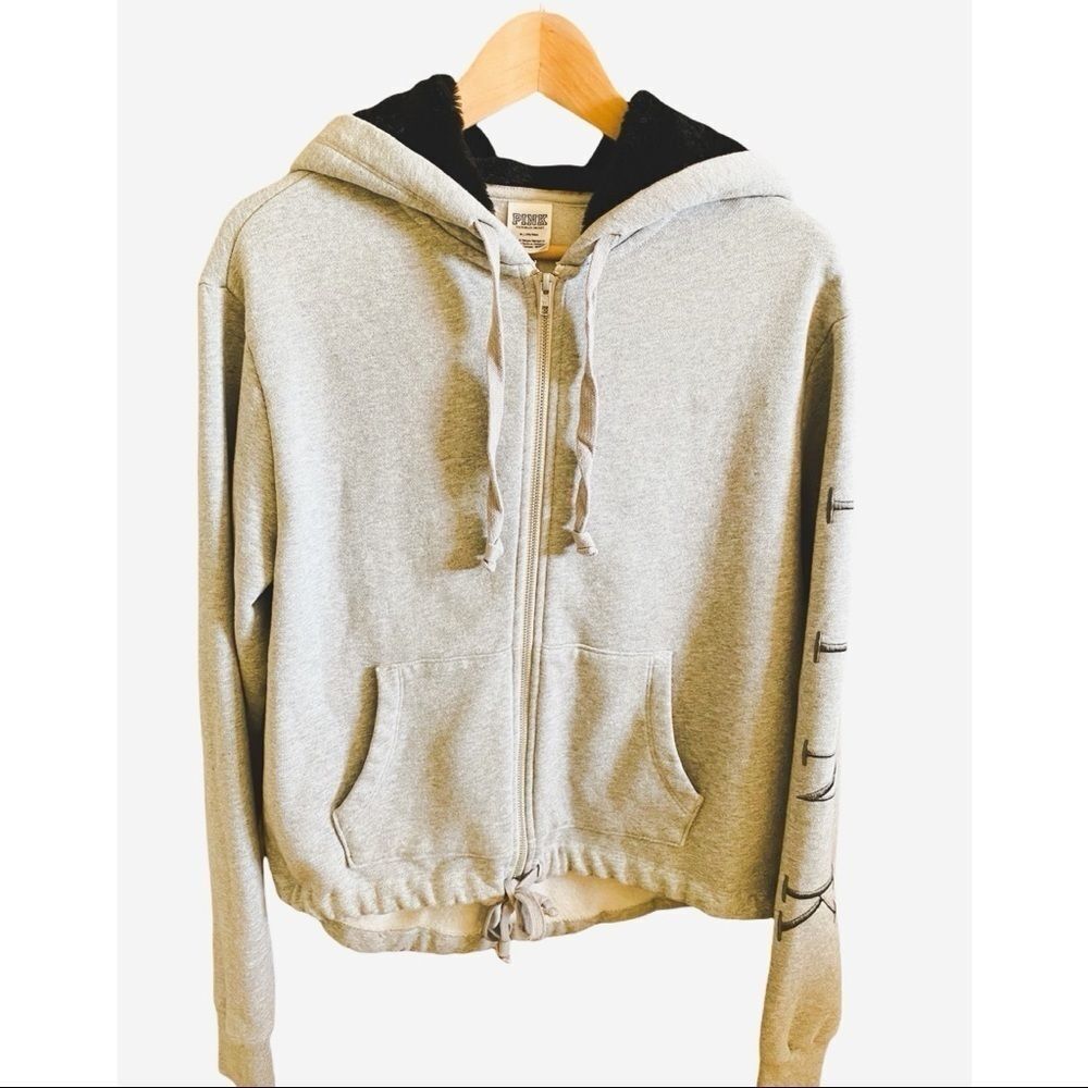 Pink Victoria Secret Cotton Fleece Zipper Jacket SZ M